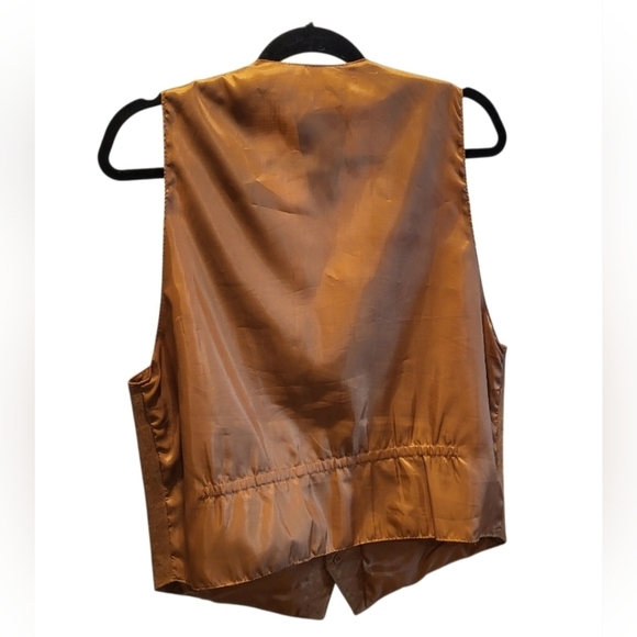 Vintage The Dual Control Suede Leather Button Vest Brown Size Medium - Picture 2 of 7